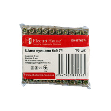 Шина нульова 6х9 мм²  7 /1, 1 отвір