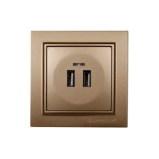 Розетка USB (2 порти) 2A, Enzo  розкішне золото