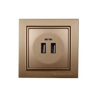Розетка USB (2 порти) 2A, Enzo  розкішне золото