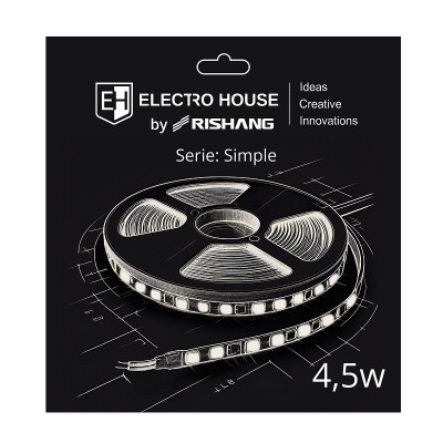LED стрічка 4,5Вт 12В SMD2835 60 діодів, 540 Лм , теплий білий 3000K, серія Simple Electro House by Rishang