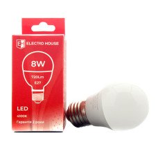 LED лампа G45 8Вт E27 4100К 720 Лм 165-265 В