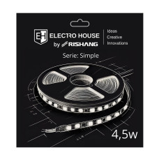 LED стрічка 4,5Вт 12В SMD2835 60 діодів, 540 Лм , нейтральний білий 4000К, серія Simple Electro House by Rishang