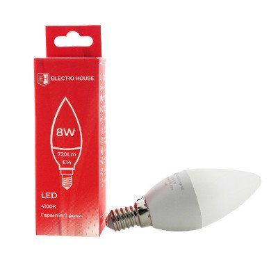 LED лампа С37 8Вт E14 4100К 720 Лм 165-265 В