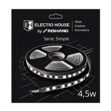 LED стрічка 4,5Вт 12В SMD2835 60 діодів, 540 Лм , нейтральний білий 4000К, серія Simple Electro House by Rishang