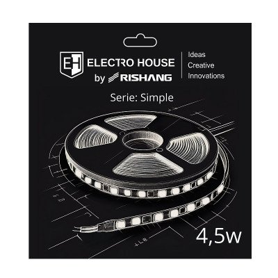 LED стрічка 4,5Вт 12В SMD2835 60 діодів, 540 Лм , нейтральний білий 4000К, серія Simple Electro House by Rishang