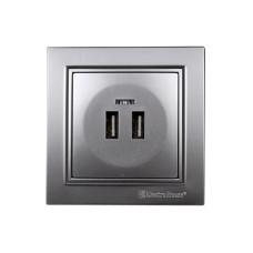 Розетка USB (2 порти) 2A, Enzo  срібний камінь