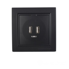 Розетка USB (2 порти) 2A, Enzo  бездоганний графіт