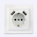 Розетка із заземленням + 2 USB порти 2 A, 16 А , Enzo  білий
