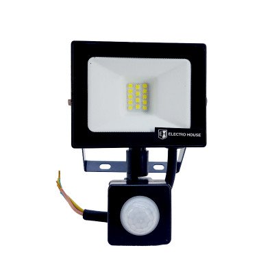 LED прожектор з датчиком руху 10Вт SMD5730, холодний білий 6500К, 900 Лм 