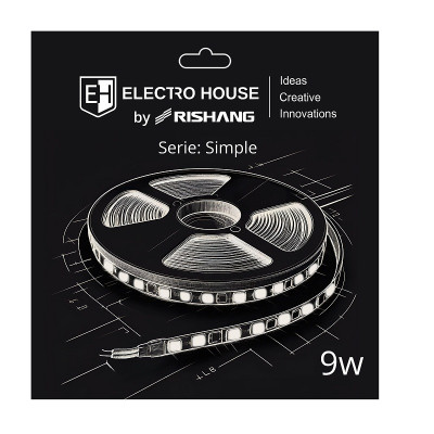 LED стрічка 9Вт 24В SMD2835 120 діодів, 900 Лм , холодний білий 6500К, серія Simple Electro House by Rishang