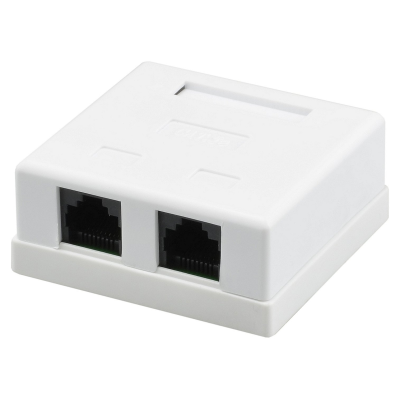 
					Розетка RITAR UTP 8P8C RJ45 2 порт Cat-5,  накладна біла Q400