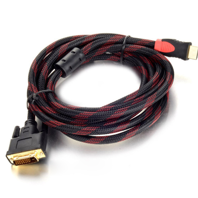 
					Кабель HDMI (тато) -DVI (тато) 1,5 метра 2 фериту обплетення круглий Пакет, Q150