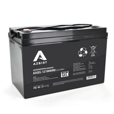
					Акумулятор AZBIST Super GEL ASGEL-121000M8, Black Case, 12V 100.0Ah ( 329 x 172 x 215 ) Q1