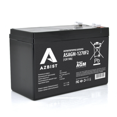 
					Аккумулятор AZBIST Super AGM ASAGM-1270F2, Black Case, 12V 7.0Ah (151 х 65 х 94 (100)) Q10