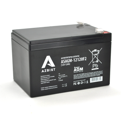 
					Акумулятор AZBIST Super AGM ASAGM-12120F2, Black Case, 12V 12.0Ah (151х98х 95 (101) ) Q6