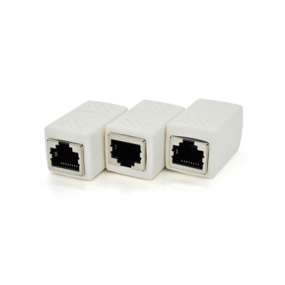 
					З'єднувач RJ45 8P8C мама / мама RJ45 для з'єднання кабелю, екранований, білий, Q50