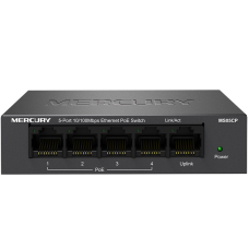 Комутатор POE 48V Mercury MS05CP 4 портів POE + 1 порт Ethernet (Uplink) 10/100 Мбіт / сек, БП в комплекті