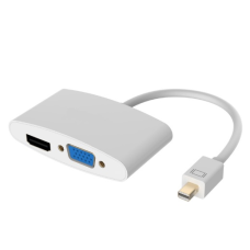 Конвертер mini Display Port (папа) на HDMI/VGA(мама) 30cm, Silver, 4K/2K, Пакет