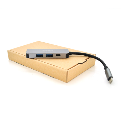 
					Хаб-конвертор VEGGIEG TC04 Type-C (тато) на Type-C (мама) + USB3.0 * 2 (мама) + HDMI (мама), 10 см, Silver, Box