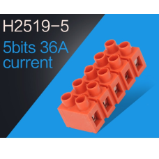 Клемний блок H2519-5P 36A / 660V, матеріал мідь, перетин дроту 0.5-6мм2