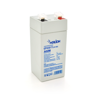 
					Акумуляторная батаре MERLION AGM GP450F1 4 V 5 Ah ( 47 x 47 x 100 (105 ) ) Q30