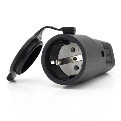 					Штепсельний роз'єм каучуковий з заземленням IP44 16A 250V 602228, Black