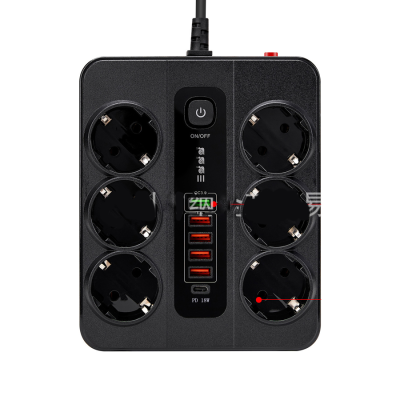 
					Мережевий фільтр BLK-11, 6 Розеток + 4 * USB + QC3.0 + PD18W, 2 м, перетин 3х0, 75мм, Black, Box