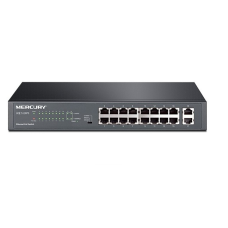 Комутатор POE Mercury S118PS 16 портів POE 100Мбит + 2 порт Ethernet (UP-Link) 100 Мбіт, БП вбудований, BOX (294*180*44)