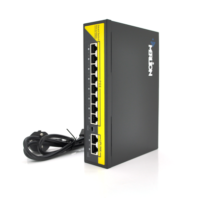 
					POE комутатор Merlion 8 POE 10/100 + 2 RJ45 10/100 + вбудований блок живлення 52V 1.8A