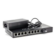 Комутатор POE з вбудованим SFP (B) 48V-57V, 8 портів PoE + 1 порт Ethernet FX 155 Мбіт / с (UP-Link) SC / FC / ST 1550nm, 802.3af, Black, БП в комплекті