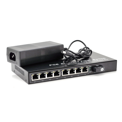 
					Комутатор POE з вбудованим SFP (B) 48V-57V, 8 портів PoE + 1 порт Ethernet FX 155 Мбіт / с (UP-Link) SC / FC / ST 1550nm, 802.3af, Black, БП в комплекті