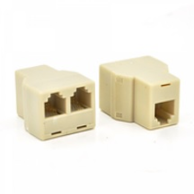 
					Розгалужувач RJ45 8P8C мама / 2 Х мама RJ45 для розгалуження кабелю, білий, Q100