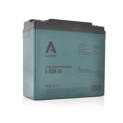 
					Тягова акумуляторна батарея AGM AZBIST 6-DZM-20, 12V 20Ah M4 (181х77х167 мм)  Q3