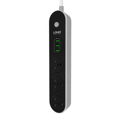 
					Мережевий фільтр LDNIO SC3301, 3 Розетки + 3 USB, 1.6 м, перетин 3х0,75мм, Black, Box
