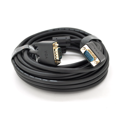 
					Кабель VEGGIEG VG-5 VGA 3 + 6, 5,0m, male to male (тато-тато), OD-6.5mm, 1 ферит, круглий Black, коннектор Gold, Пакет