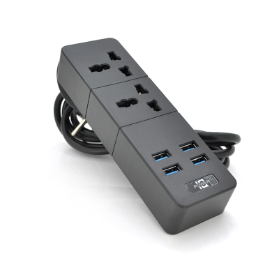 
					Мережевий фільтр ТВ-Т07, 2 розетки + 4 USB, 2 м, перетин 3х0,75мм, 2500W, Black, Box