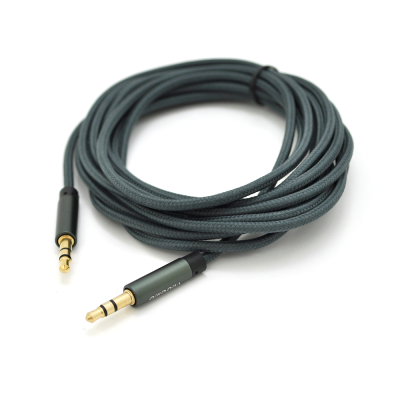 
					Кабель VEGGIEG AB-3 AUX Audio DC3.5 тато-тато 3.0м, GOLD Stereo Jack, оплетка, (круглий) Black cable, Пакет