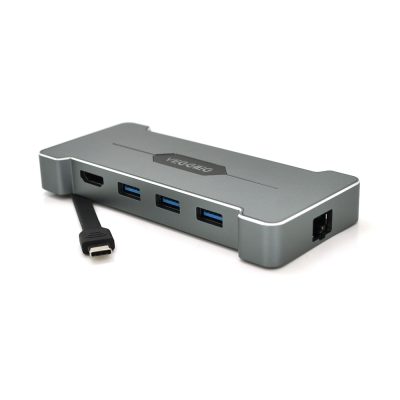 
					Хаб-конвертор VEGGIEG TC06 Type-C (тато) на Type-C (мама) + USB3.0 * 3 (мама) + HDMI (мама), Silver, Box