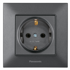 Розетка Panasonic Arkedia Slim із заземленням, димчаста