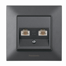 Розетка Panasonic Arkedia Slim комп'ютерна подвійна RJ45 CAT5e, димчаста