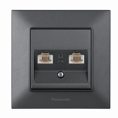 
					Розетка Panasonic Arkedia Slim комп'ютерна подвійна RJ45 CAT5e, димчаста