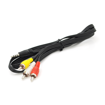 
					Кабель DC3.5 (тато) => 3хRCA (тато), довжина Jack 15мм, CCA, круглий, Black, 1,0 м, (Пакет) Q500