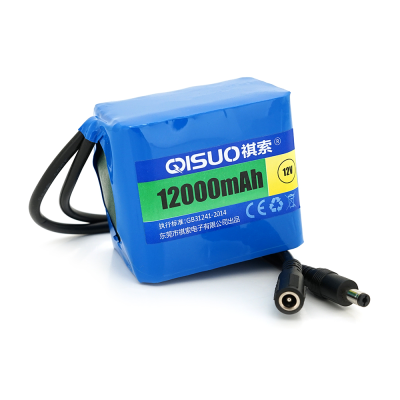 
					Акумуляторна батарея літієва QiSuo 12V 12A з елементами Li-ion 18650, DC5.5x2.1, (79x57x68mm)