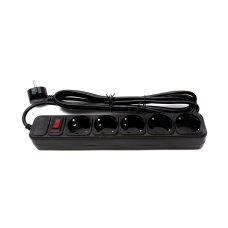 Мережевий фільтр PROLOGIX 075P5-30B, 220В 10А, 5 розеток, 3м, чорний, коробка Q30