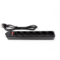 Мережевий фільтр PROLOGIX 075P6-18B, 220В 10А, 6 розеток, 1.8м, чорний, коробка Q40