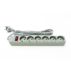 Мережевий фільтр PROLOGIX 075P6-30B, 220В 10А, 6 розеток, 3м, сірий, коробка Q30