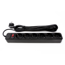 Мережевий фільтр PROLOGIX 075P6-45B, 220В 10А, 6 розеток, 4.5м, чорний, коробка Q30