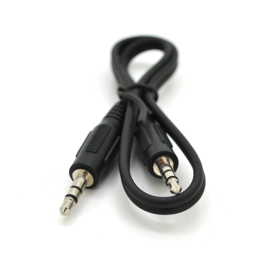 
					Кабель AUX Audio DC3.5 тато-тато 0,4м, GOLD Stereo Jack, (круглий) Black cable, Пакет Q500