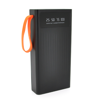 
					Power bank YM-572S, 30000mAh,flashlight,Input:5V/2.1A(micro USB, Type-C, Lightning), Output:5V /2.1A(4хUSB), With 4 owner cable, plastic,Black,BOX