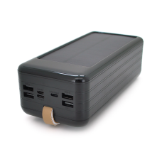 Power bank KKD-10W 100000 mAh Solar, flashlight, Input: 5V/2.1A(MicroUSB, TypeC, Lightning), Output: 5V /2.1A(4xUSB), plastic, Black, BOX